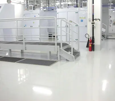 A commercial floor coating in a laboratory space