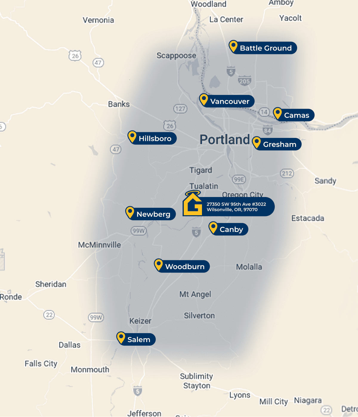 Oregon service area