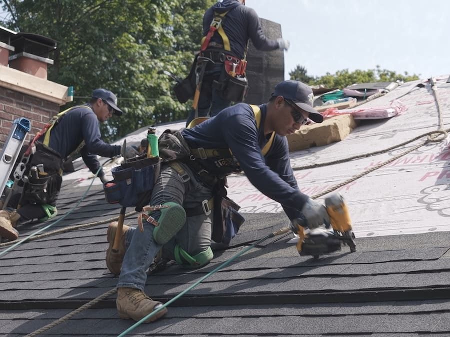 Roof replacement in progress