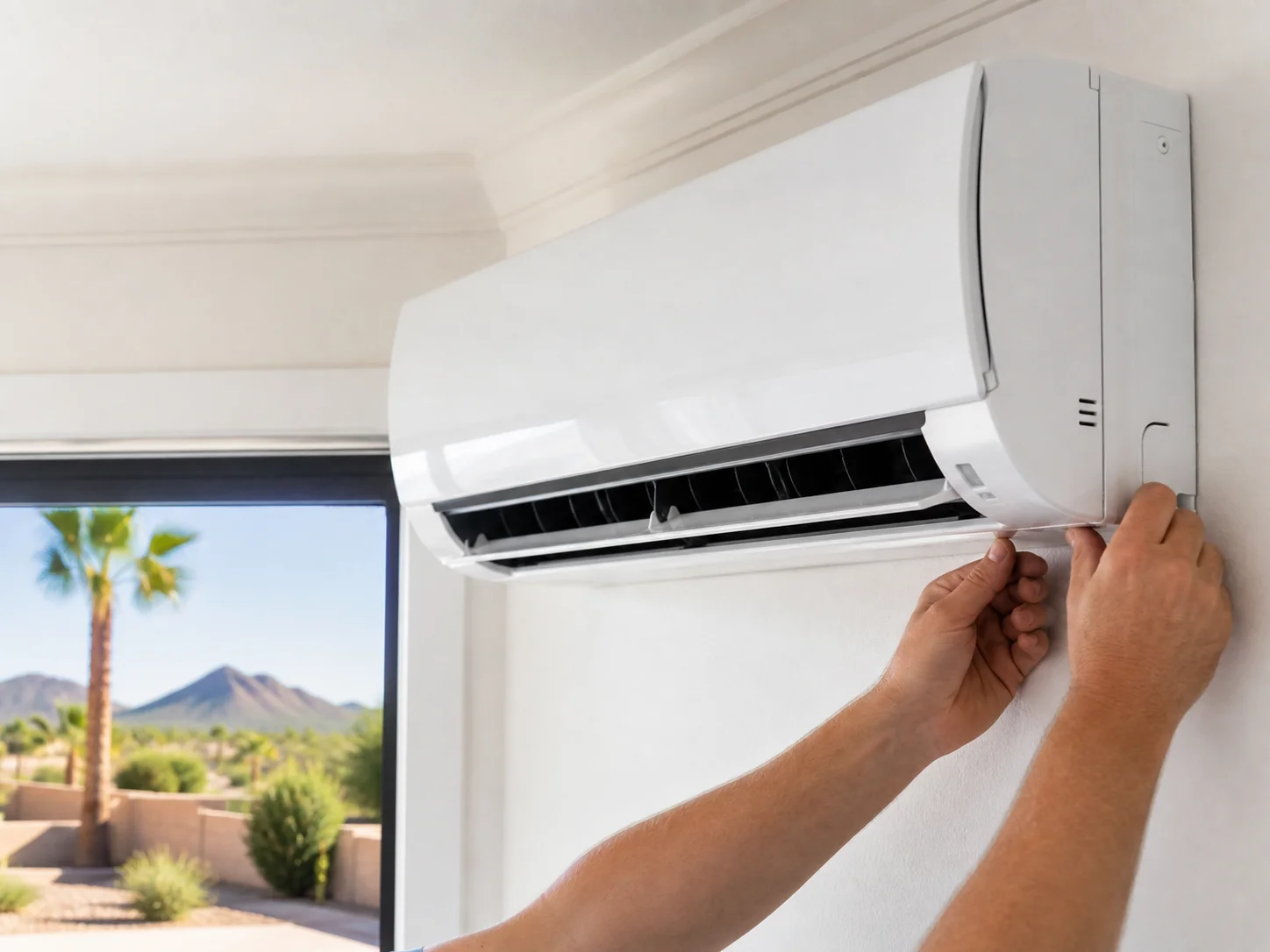 Illustrative placeholder of a wall-mounted ductless mini-split system