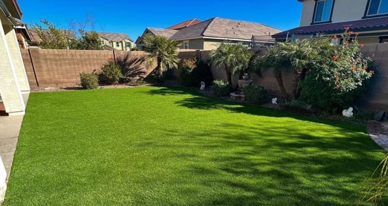 After — lush synthetic turf