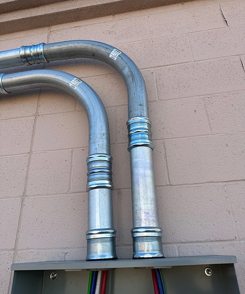 Conduit on a building wall